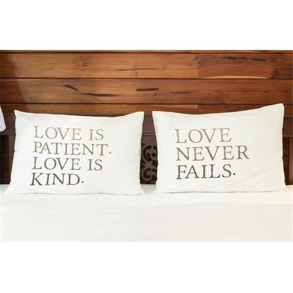 One Bella Casa One Bella Casa 74131PCE59 15 x 19 in. Love is Patient Pillowcases - Neutral; Set of 2 74131PCE59